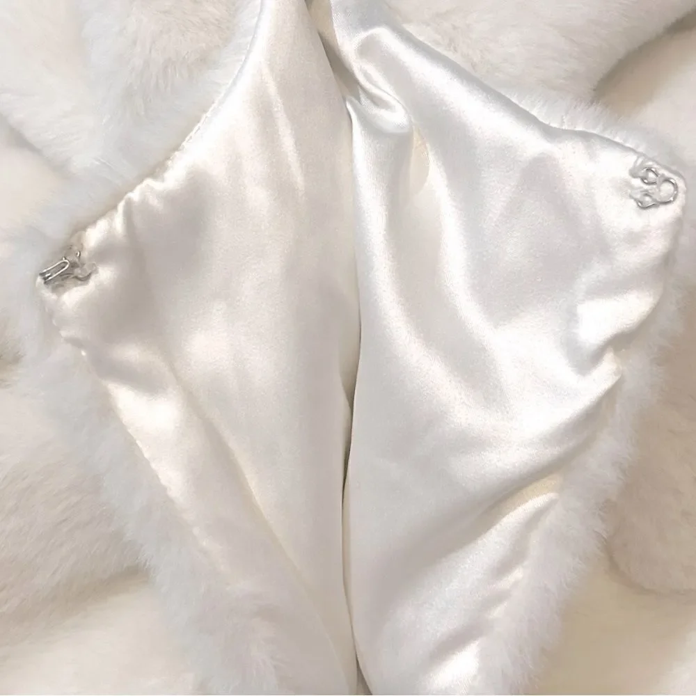 GB Social Big Girls Ivory Faux Fur Jacket Size M